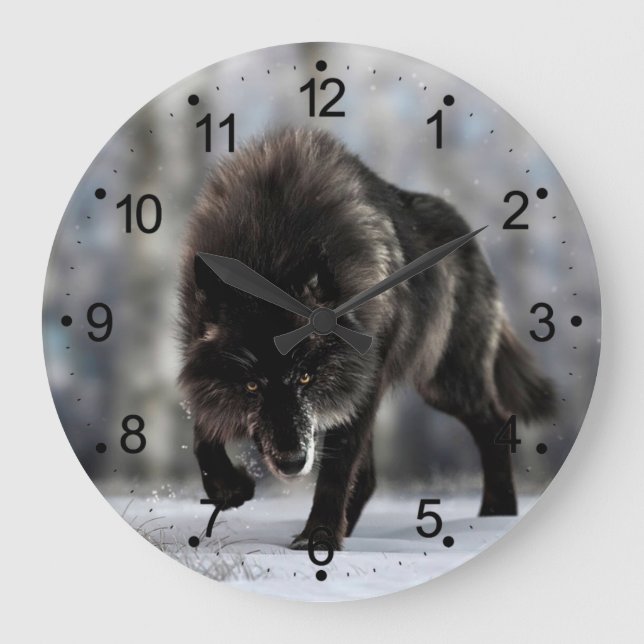 Wölfe Große Wanduhr (Vorderseite)