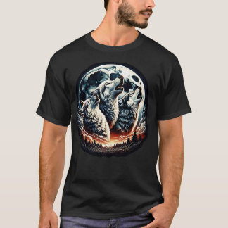 Wölfe heulen im Mondlicht T-Shirt