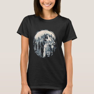 Wölfe heulen vor dem Mond und Waldwolf wi T-Shirt