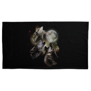 Wölfe Howling Full Moon King Size Kissenbezug