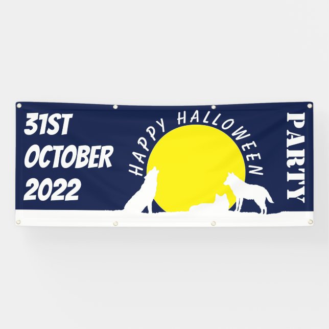 Wölfe im Mondlicht, glückliches Halloween-Banner Banner (Horizontal)