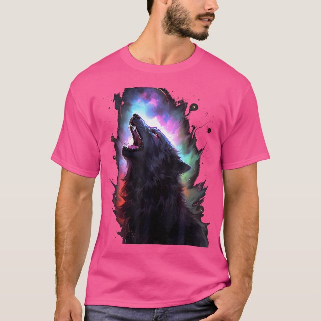 Wölfe im Mondwolf Wildtier T-Shirt (Vorderseite)