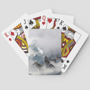 Wölfe im Winterschnee spielen Karten Spielkarten