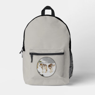 Wölfe in der Schneemalerei - Original Wildlife Art Bedruckter Rucksack