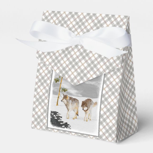 Wölfe in der Schneemalerei - Original Wildlife Art Geschenkschachtel (Vorderseite)