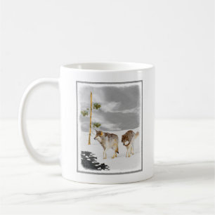 Wölfe in der Schneemalerei - Original Wildlife Art Kaffeetasse