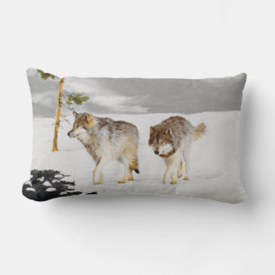 Wölfe in der Schneemalerei - Original Wildlife Art Lendenkissen