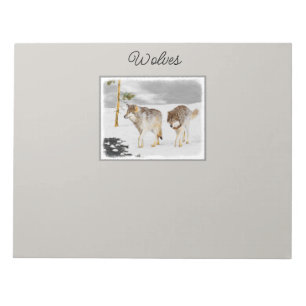 Wölfe in der Schneemalerei - Original Wildlife Art Notizblock