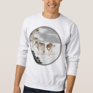 Wölfe in der Schneemalerei - Original Wildlife Art Sweatshirt