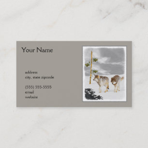 Wölfe in der Schneemalerei - Original Wildlife Art Visitenkarte