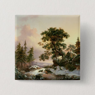 Wölfe in einer Winter-Landschaft (Öl auf Platte) Button