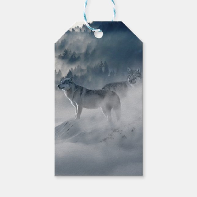 Wölfe in einer Winterlandschaft Geschenkanhänger (Vorderseite)