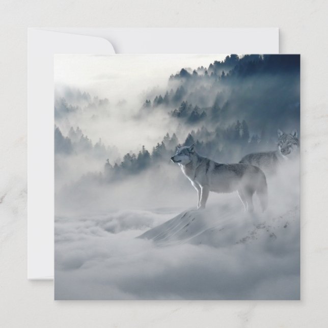 Wölfe in einer Winterlandschaft Karte (Vorderseite)