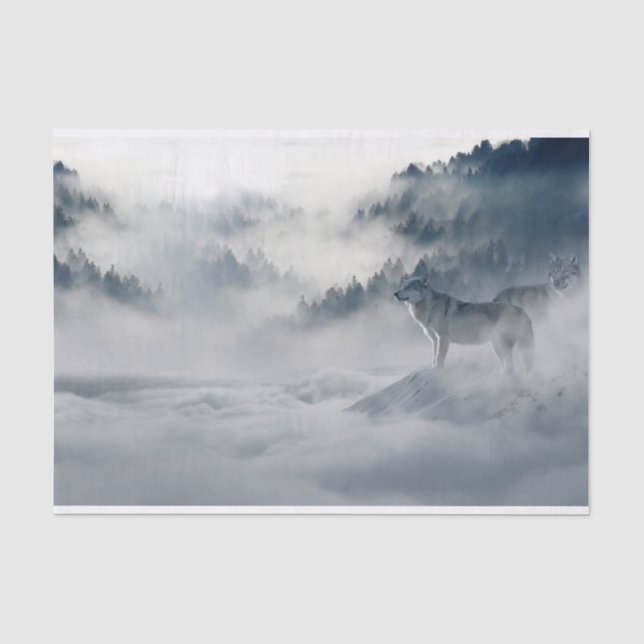 Wölfe in einer Winterlandschaft Seidenpapier (Vorderseite)