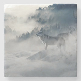 Wölfe in einer Winterlandschaft Steinuntersetzer