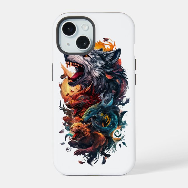 Wölfe iPhone 15 Hülle (Rückseite)