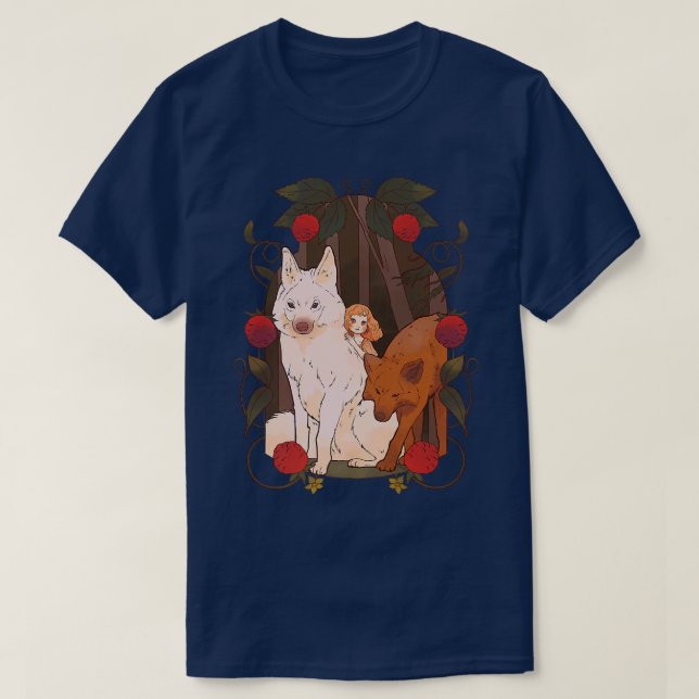 Wölfe Mädchen Feen Fantasy Wolf Wald T-Shirt (Design vorne)