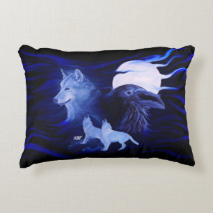 Wölfe mit Vollmond Dekokissen