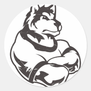 Wölfe oder Wolf Mascot Runder Aufkleber