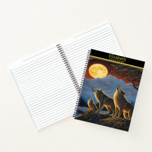 Wölfe serenden mondbeleuchtete Nacht Notizbuch