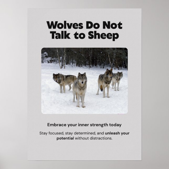 Wölfe sprechen nicht mit Motivierend Schafplakaten Poster (Vorne)