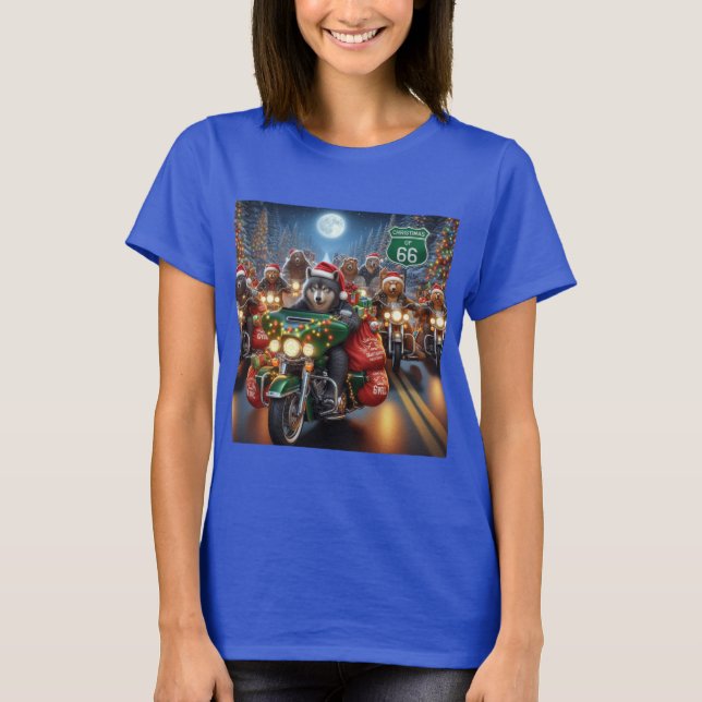 Wölfe und Bären reiten zu Weihnachten T-Shirt (Vorderseite)