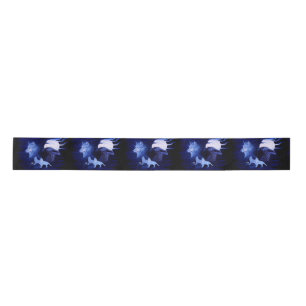 Wölfe und Rabe mit Vollmond Satinband