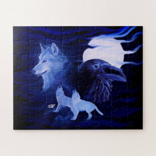 Wölfe und Raven mit Vollmond