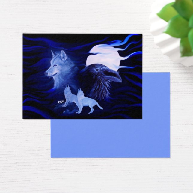 Wölfe und Raven mit Vollmond (Schreibtisch)