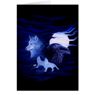 Wölfe und Raven mit Vollmond