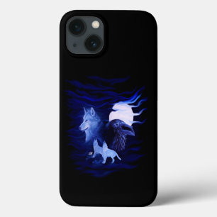 Wölfe und Raven mit Vollmond Case-Mate iPhone Hülle