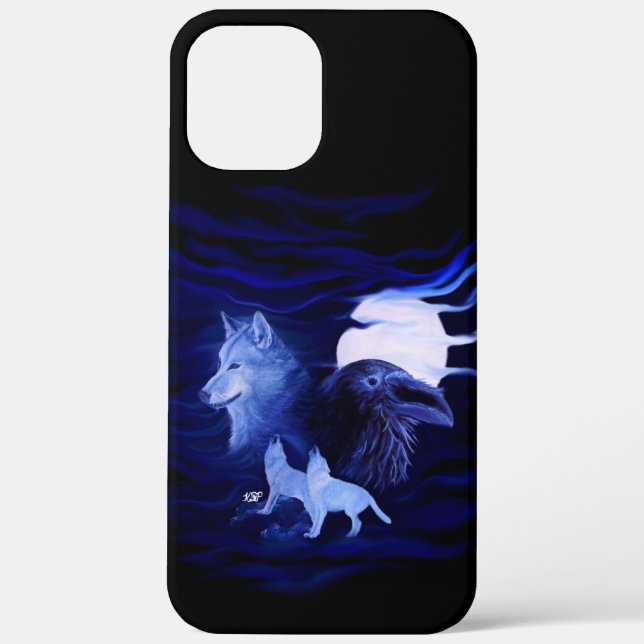 Wölfe und Raven mit Vollmond Case-Mate iPhone Hülle (Rückseite)