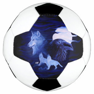 Wölfe und Raven mit Vollmond Fußball