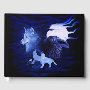 Wölfe und Raven mit Vollmond Gästebuch