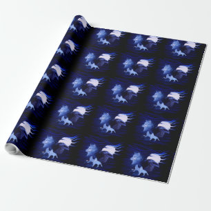 Wölfe und Raven mit Vollmond Geschenkpapier