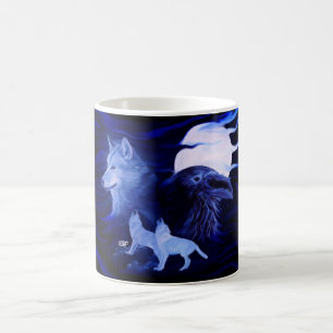 Wölfe und Raven mit Vollmond Kaffeetasse
