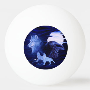 Wölfe und Raven mit Vollmond Tischtennisball