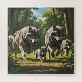 Wölfe und Welpen - Tierpuzzle