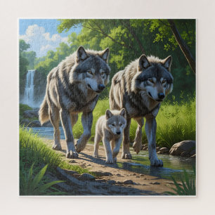 Wölfe und Welpen - Tierpuzzle