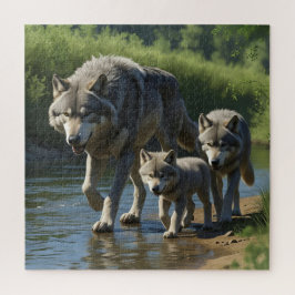 Wölfe und Welpen - Tierpuzzle