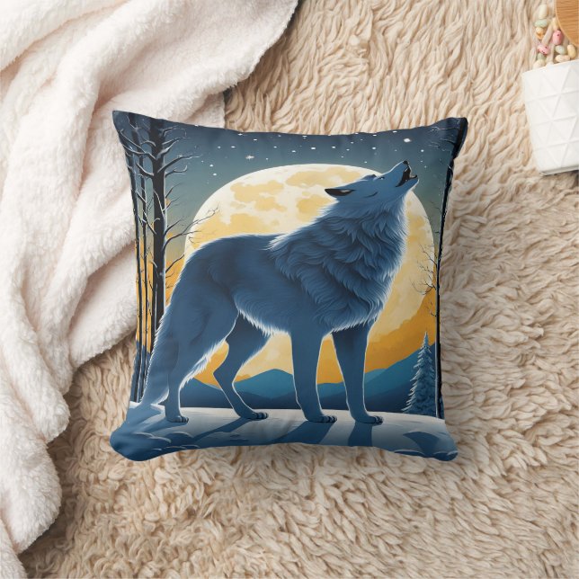 Wölfe unter Vollmond. Kissen (Decke)