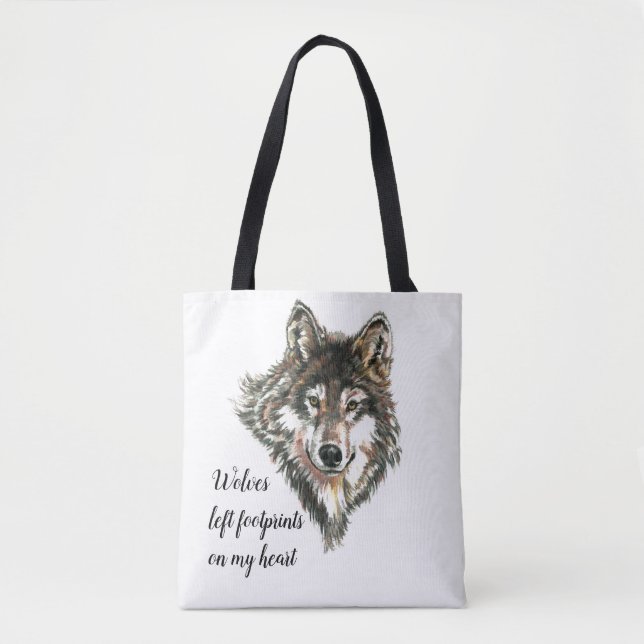Wölfe verließ Fußspuren auf meinem Herz, Wolf Zita Tasche (Vorderseite)