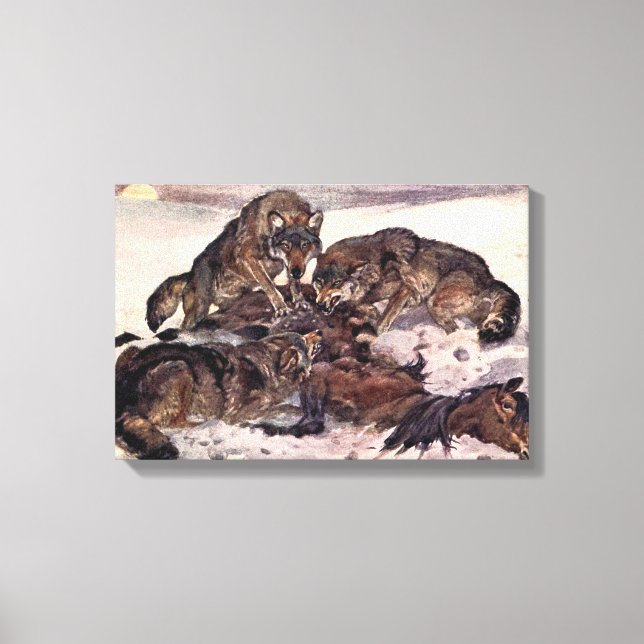 Wölfe von Winifred Austen, Vintage Wildtiere Leinwanddruck (Vorderseite)