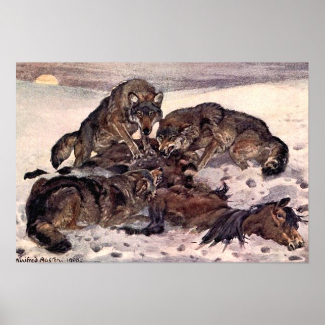 Wölfe von Winifred Austen, Vintage Wildtiere Poster (Vorne)