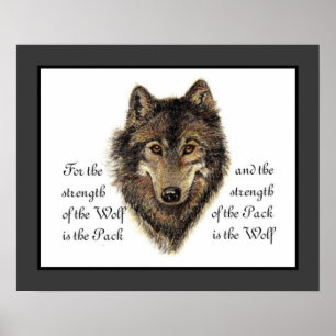 Wölfe, Watercolor Wolf & Pack Zitat, Natur Poster
