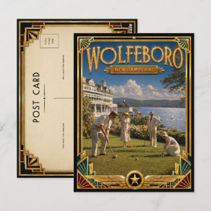 Wolfeboro New Hampshire Vintage Art Deco Golden Postkarte