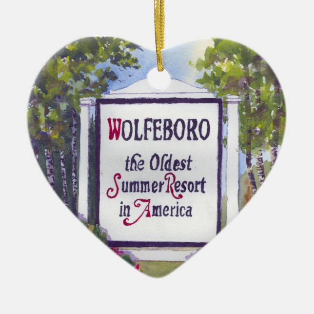 Wolfeboro NH Herz-Form-Verzierung Keramik Ornament (Vorne)