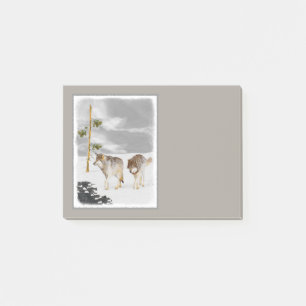 Wolfen in der Schneemalerei - Original Wildlife Ar Post-it Klebezettel