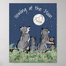 Wolfen Wolf Howling am Mond, Night Stars Custom Poster
