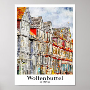 Wolfenbüttel Deutschland Reise Wasserfarbe Handgez Poster